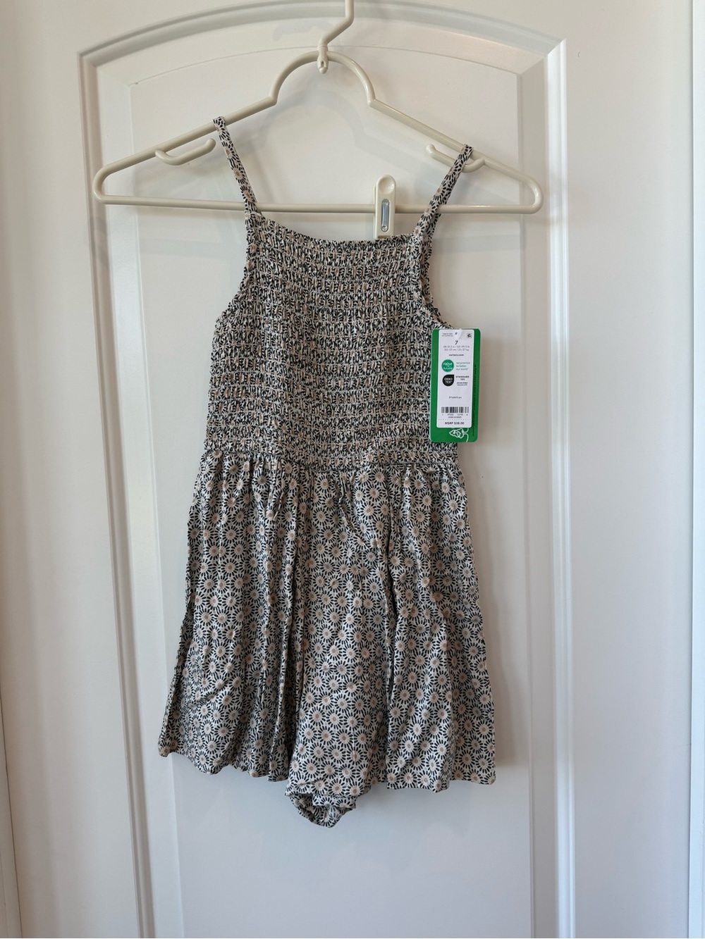 Carter's Black & White Smocked Floral Romper
